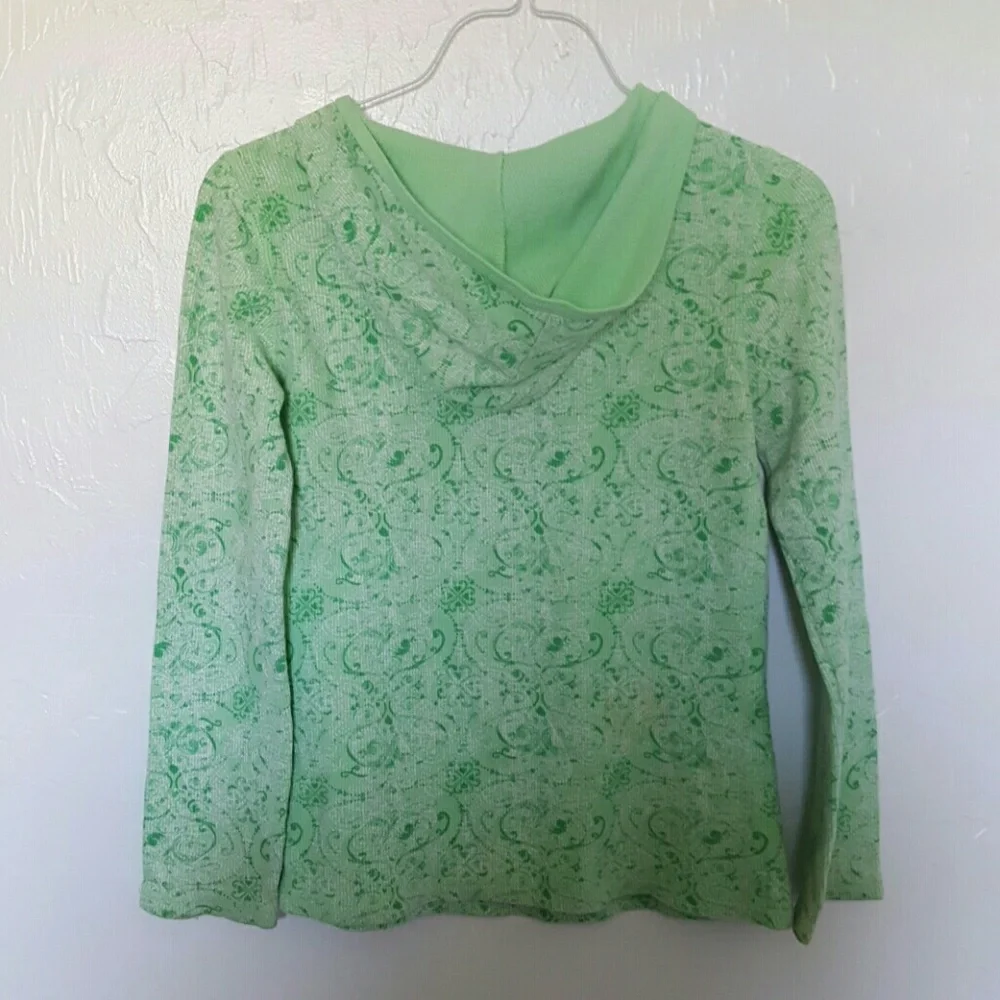 The Children’s Place Girls Waffle Knit Hoodie Long Sleeve Size L Green
